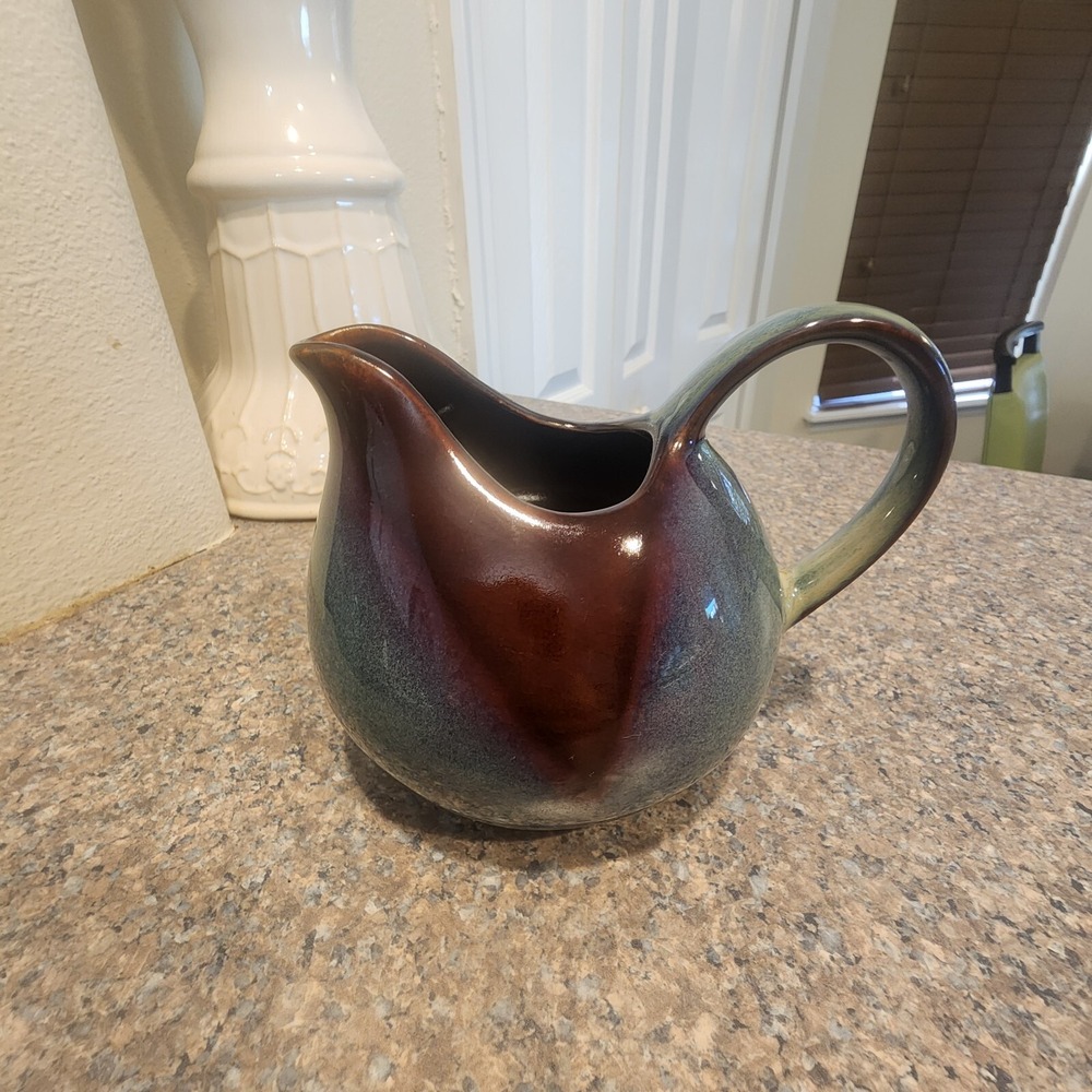 Stoneware Sango Nova Style Blue Green Brown Coffee Creamer Pitcher 1.5‎ Cups
